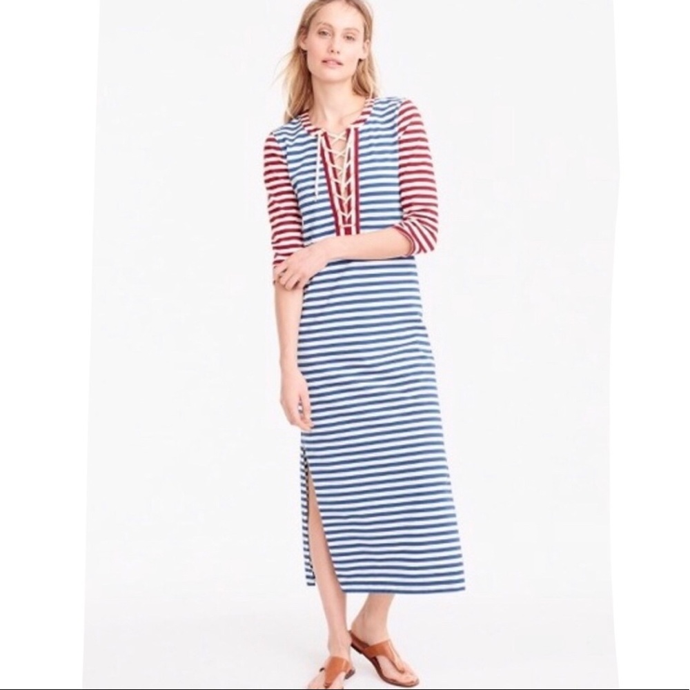 J Crew nautical theme maxi dress in Red, White & Blue stripes